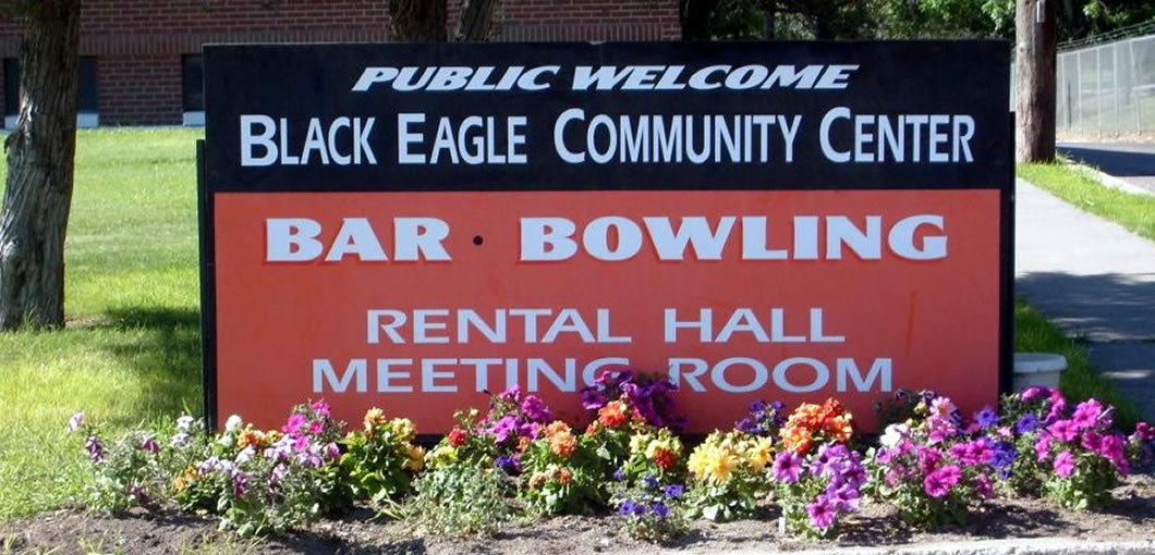 A picture of the Black Eagle Community Center sign